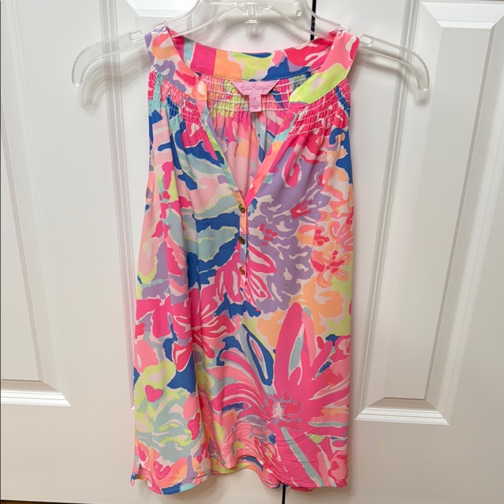 Lilly Pulitzer Pink and Blue Floral Blouse